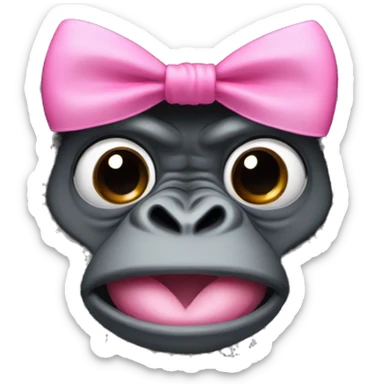 Gorilla with wig and pink bow on its head  sticker