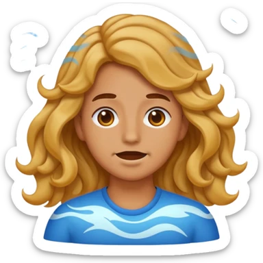 person with air waves around face, breathing in emoji sticker