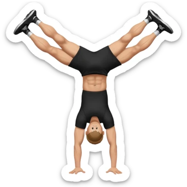 black shorts and t shirt white man one hand handstand sticker