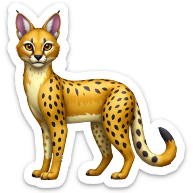 Colorful shiny Caracal-Cheetah-Serval-Civet-Trico-Sergal-Vernid-fusion-hybrid-animal-creature, dull body sticker
