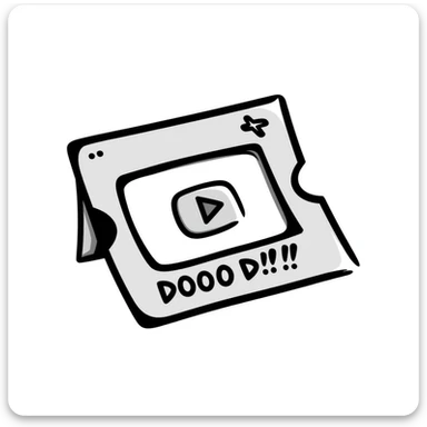 lottery scratcher ticket with a plus sign and YouTube play button, playful sticker