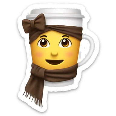 coffe with scarf and bow on the head sticker