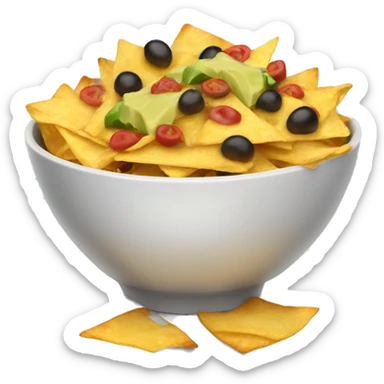 a bowl of loaded nachos without eyes sticker