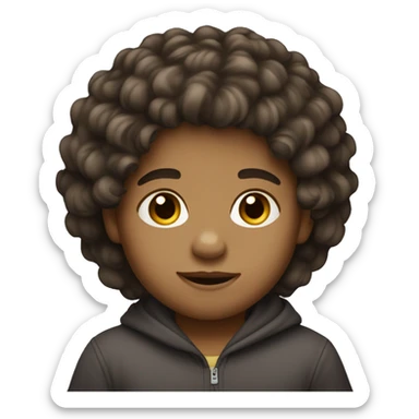 male Baby face dark long curls Light skin tone sticker