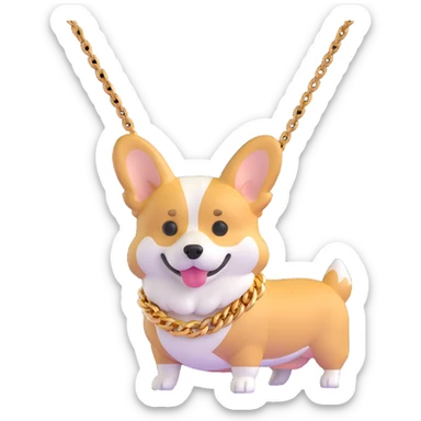 corgi wearing a gold chain sticker