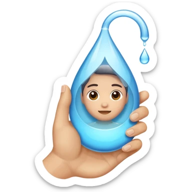 una gota de agua que tenga en la mano un telefono sticker