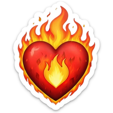 Black and red heart on fire sticker