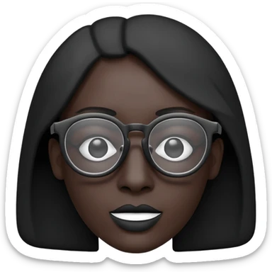 Minimalist flat vector icon, iOS style, thin black outline on a white background. Human silhouette. Black, completely monochrome, matte. Impersonal, no eye sockets, no hair. Wearing glasses. sticker