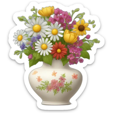 vase wirh mixed flowers sticker