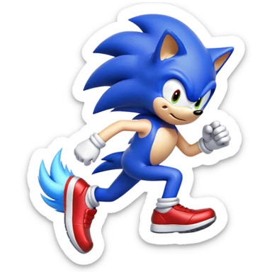 Sonic the Hedgehog running fast with red shoes sticker