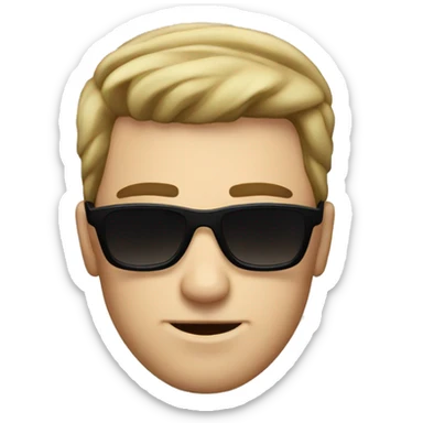 White Handsome guy with attitude and sunlasses  sticker