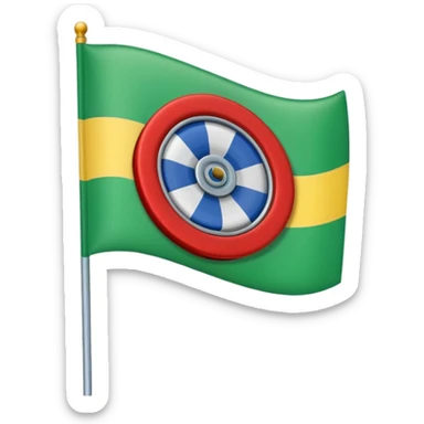 Drapeau bande bleu en haut bande verte en bas et roue rouge au milieu sticker