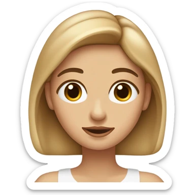 chica de piel neutra con cabello rubio avellana con un te en la mano, los ojos marron oscuro y labios color palo rosa  sticker