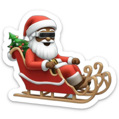 Santa in sledge in vr headset sticker