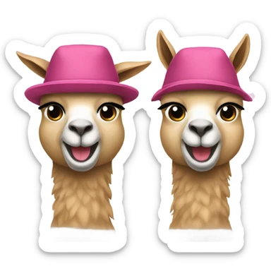 Two best friends in llama hats sticker