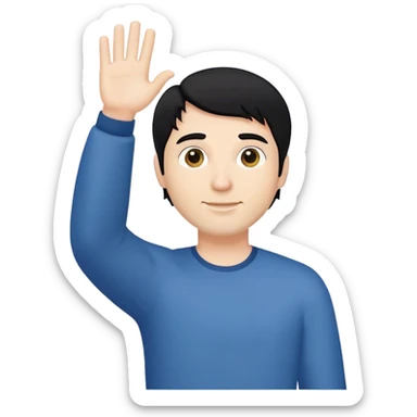 White man with black hair waving with his right arm sticker