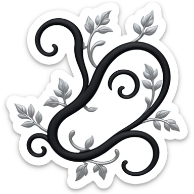 Black and silver filigree vine design, 3D, extremely detailed design sticker