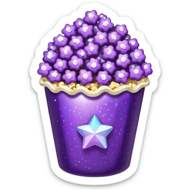 Glitter purple popcorn sticker