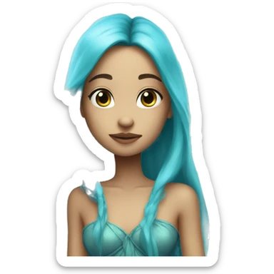 Beautiful, fairy, blue, turqoise, long hair, big wings sticker