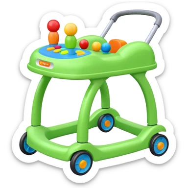 green baby walker with toys on it sticker