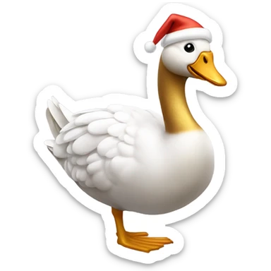 Silly Christmas goose wearing Christmas lights and a gold bow sticker