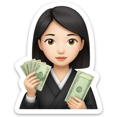 Hot Asian girl with money  sticker