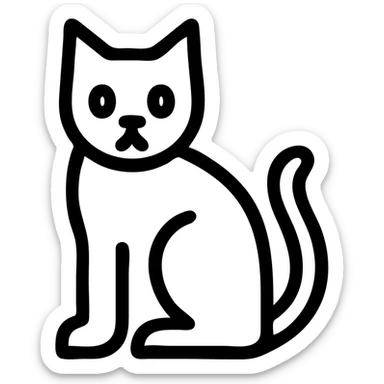 sitting cat icon, minimal, geometric shapes, modern icon style sticker