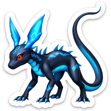 Shiny Exotic Guilmon-Salandit-Umbreon-Fakémon-hybrid-creature (full body)  sticker