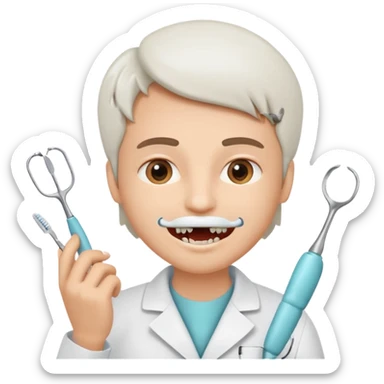 Dentist with patient teeth checkup  sticker