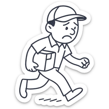 emoji of delivery man is going somewhere to the right , he is sad, he is dressed in work uniform sticker