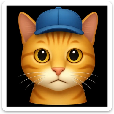 Change the cat's face expression to normal, keeping the blue cap, in emoji style. sticker