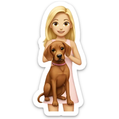 Pretty tan blonde girl holding vizsla  sticker