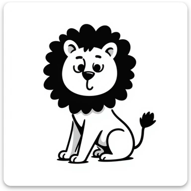 whimsical black doodle of a lion, loose sketchy lines, minimal detail, Notion style sticker