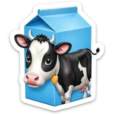 Milk Carton with cute black and white cow on it sticker