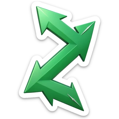iOS-style 3D emoji: glossy green arrow pointing upward. sticker