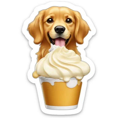 golden retriever eating whipped cream sticker