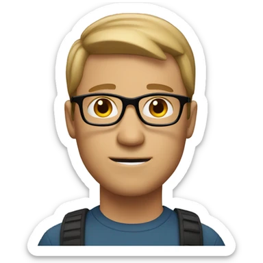 White man with light brown short hair and glasses sticker