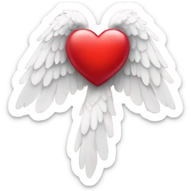 Red heart with angel wings  sticker