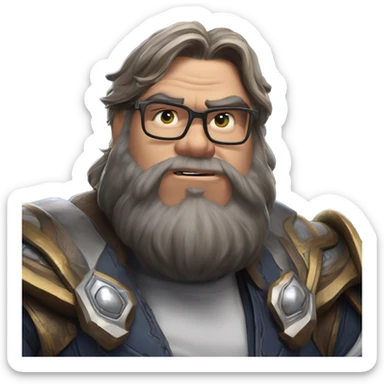 Warcraft geeky collecting Steve Wozniak in Marvel Avengers style, oil paint, mysterious eyes, intricate lips, masterpiece pose, odd perspective, beautiful, desirable, logical sticker