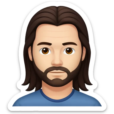 Chris Pontius with long dark brown hair sticker