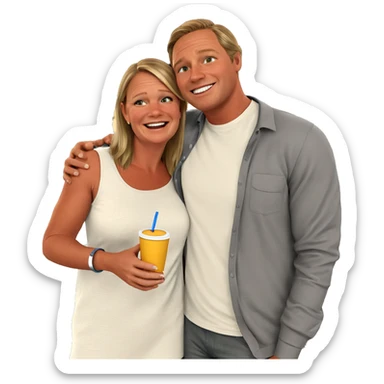 happy couple in casual setting sticker