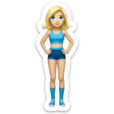 blonde blue eyed girl flexing full body sticker