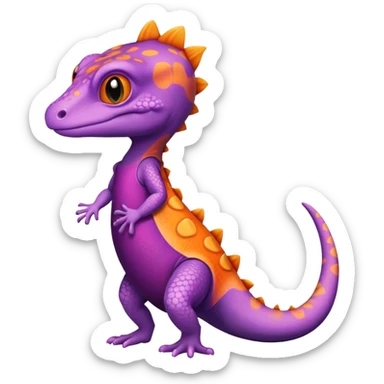 Gecko color purple and orange wearing a dress sticker