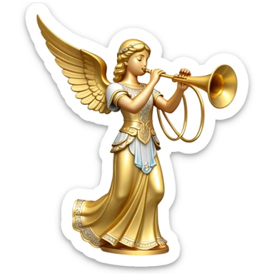 LDS Gold Angel Moroni statue blowing horn sticker