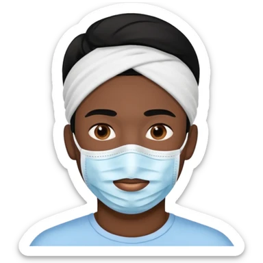 black hair man, Skincare face mask sticker