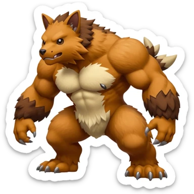 Stocky Quadrupedal Thick-furred Muscular Mountainous Pokémon-Fakémon-Digimon-Creature, (full body) sticker