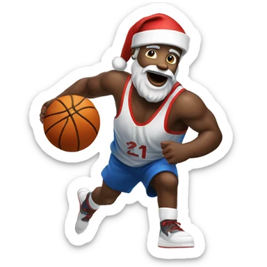 Santa playing basketball dunking sticker