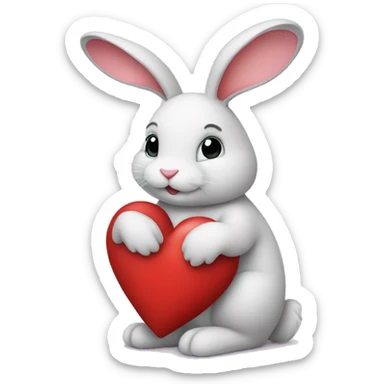 A bunny holding a heart sticker