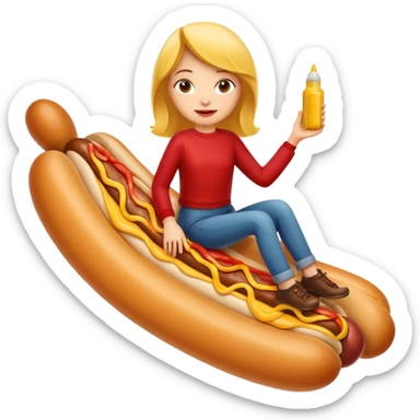 Girl riding a hotdog sticker
