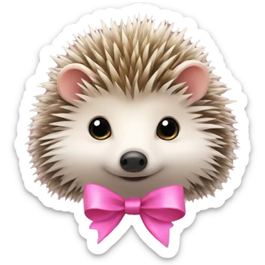 hedgehog with a pink bow sticker